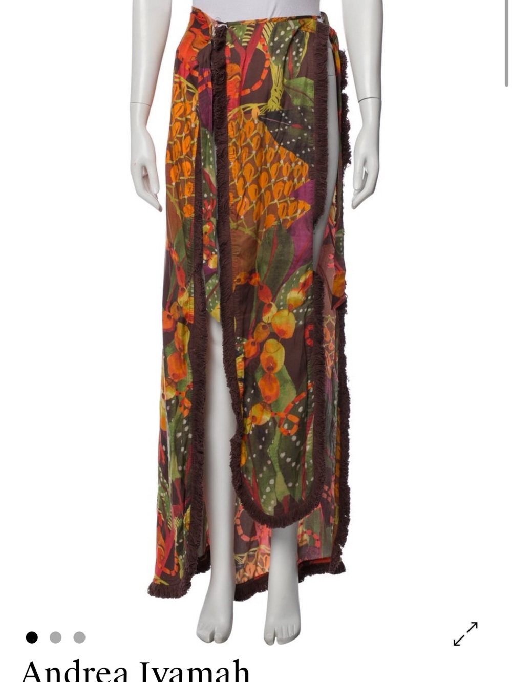 Andrea Iyamah Tropical Multicolor Side-Slit Maxi Skirt